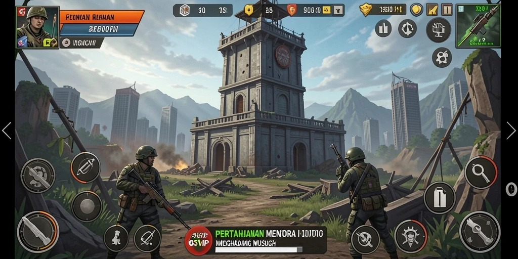 Tangkapan layar gameplay 6SVIP yang menunjukkan aksi menara pertahanan yang menakjubkan.