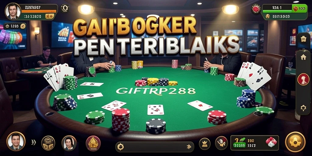 Screenshot utama GIFTRP288 menampilkan aksi seru dalam permainan poker.