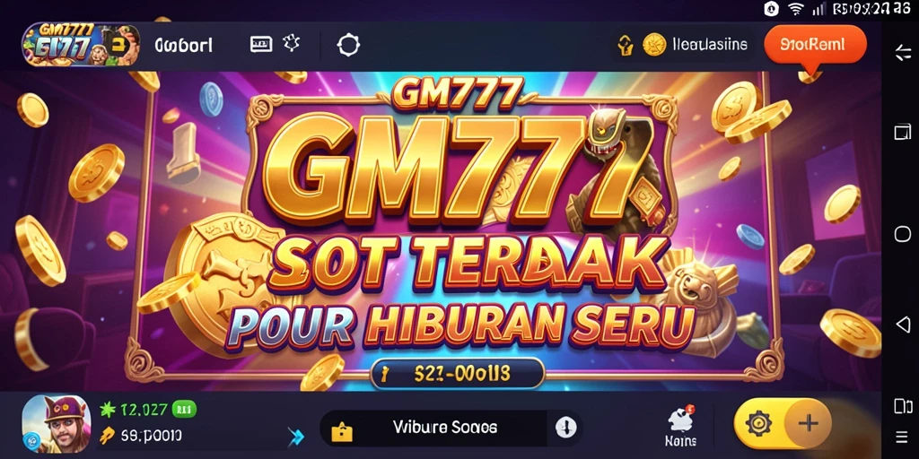 Screenshot gameplay GM777 yang menampilkan mesin slot yang menarik dan fitur bonus.