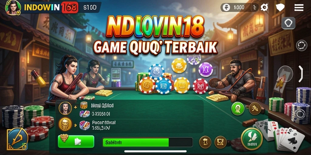Screenshot utama INDOWIN168 menampilkan gameplay QiuQiu yang seru.