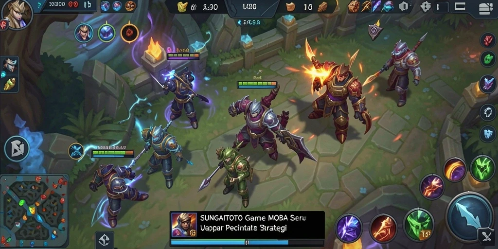 Tangkapan layar dari gameplay seru SUNGAITOTO yang menampilkan pertarungan MOBA.